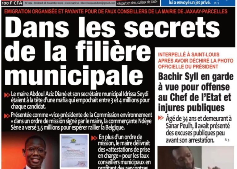 Découvrez les Unes des journaux sénégalais du vendredi 28 novembre 2025