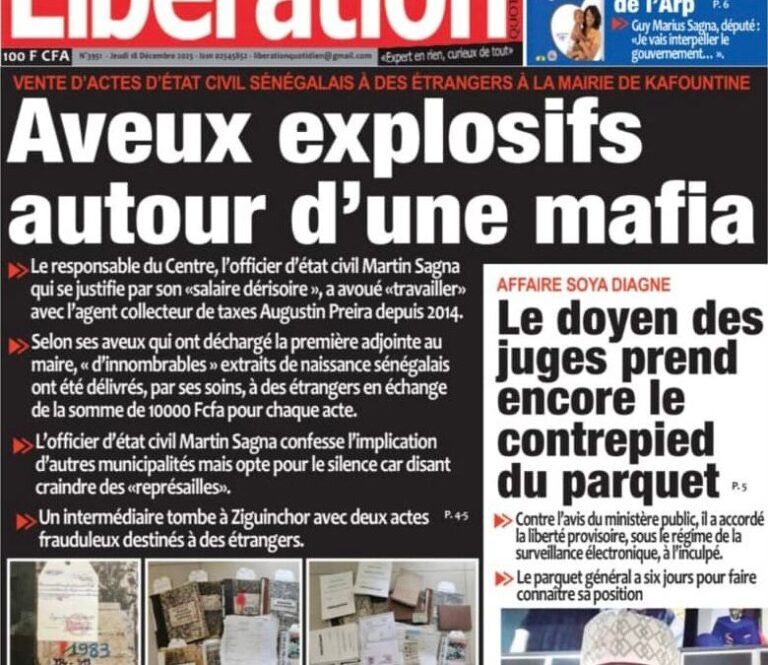 Découvrez les Unes des journaux sénégalais du jeudi 18 décembre 2025