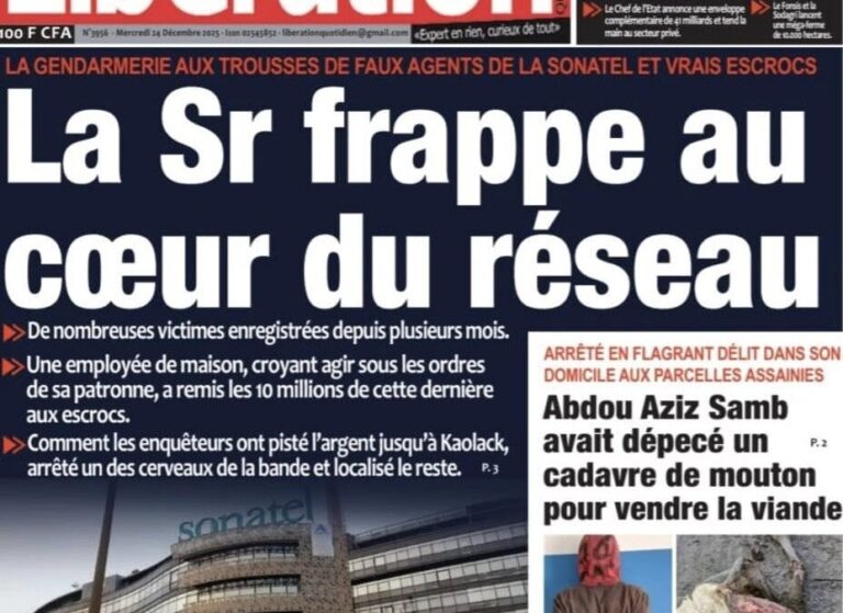 Découvrez les Unes des journaux sénégalais du mercredi 24 décembre 2025