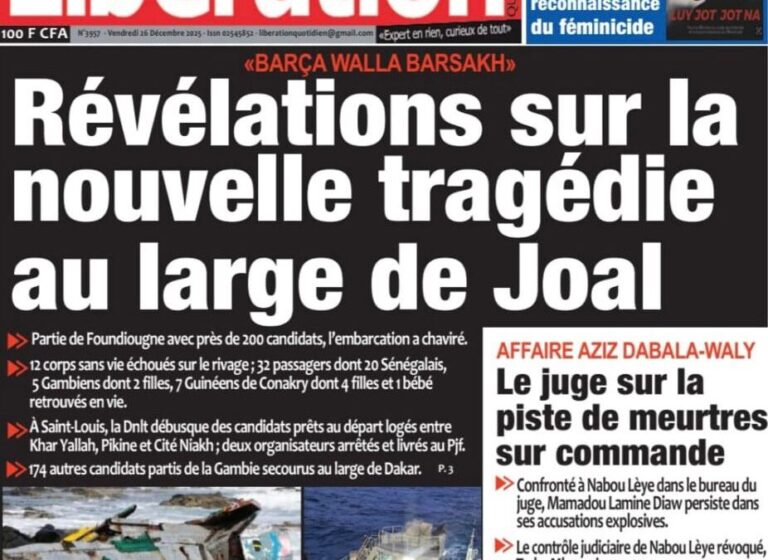 Découvrez les Unes des journaux sénégalais du vendredi 26 décembre 2025