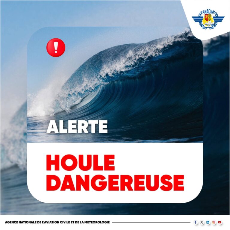 Météo : l’ANACIM alerte sur une houle dangereuse du dimanche 25 au lundi 26 janvier 2026