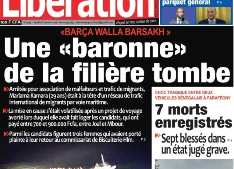 Découvrez les Unes des journaux sénégalais du jeudi 8 janvier 2026