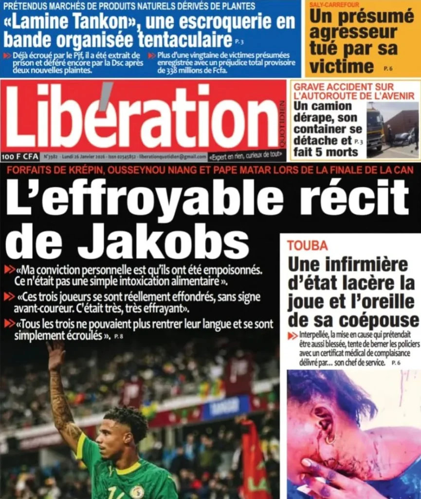 Découvrez les Unes des journaux sénégalais du lundi 26 janvier 2026
