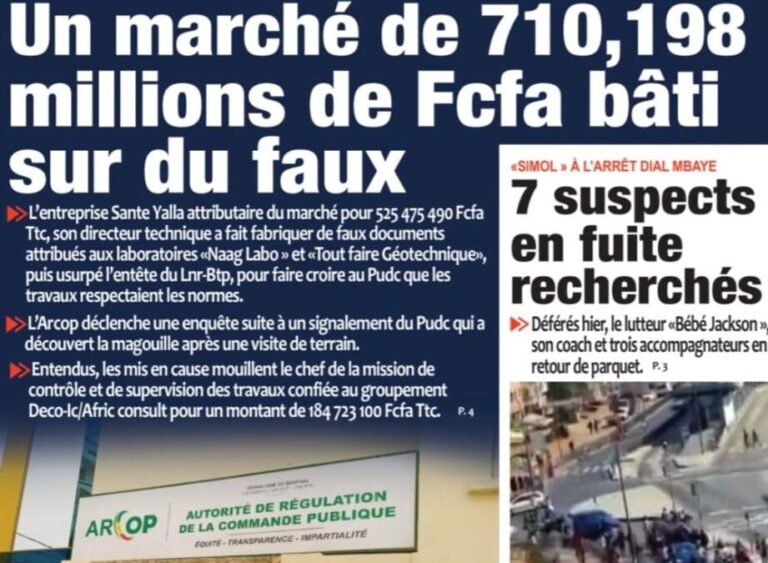 Découvrez les Unes des journaux sénégalais du vendredi 9 janvier 2026
