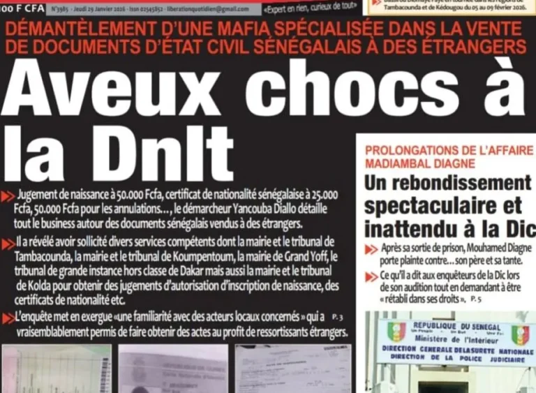 Découvrez les Unes des journaux sénégalais du jeudi 29 janvier 2026