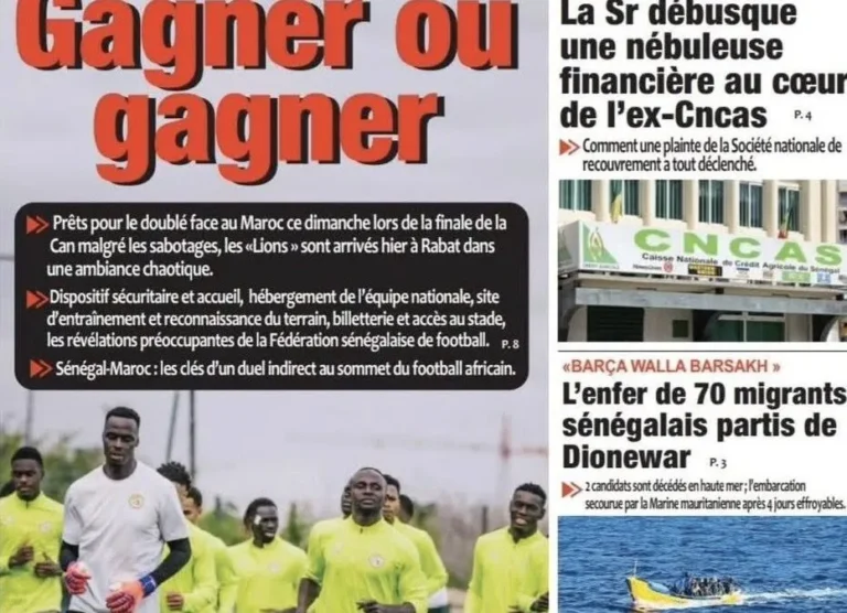 Découvrez les Unes des journaux sénégalais du samedi 17 janvier 2026