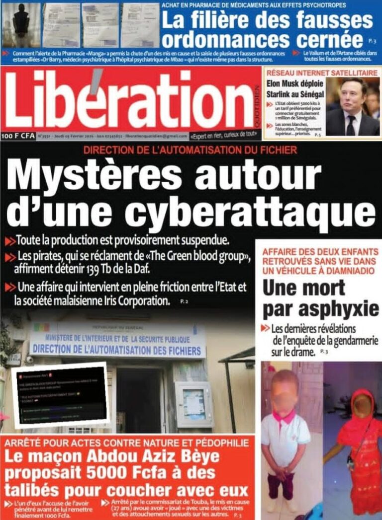 Découvrez les Unes des journaux sénégalais du jeudi 05 février 2026