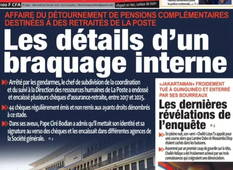 Découvrez les Unes des journaux sénégalais du mercredi 04 janvier 2026