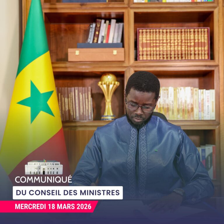 Le communiqué du Conseil des ministres du mercredi 18 mars 2026