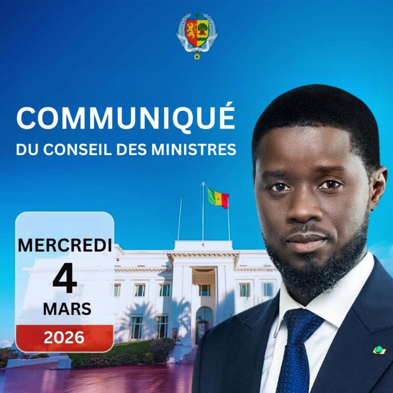 Le communiqué du Conseil des ministres du mercredi 4 mars 2026
