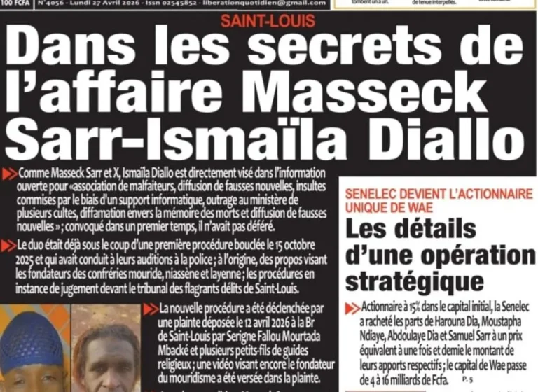 Découvrez les Unes des journaux sénégalais du lundi 27 avril 2026