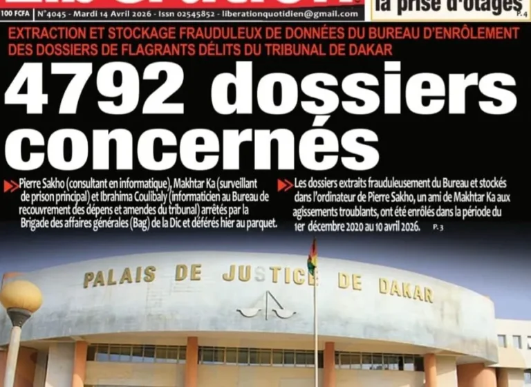 Découvrez les Unes des journaux sénégalais du mardi 14 avril 2026