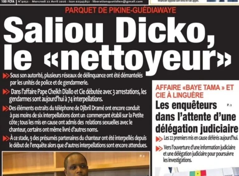 Découvrez les Unes des journaux sénégalais du mercredi 22 avril 2026