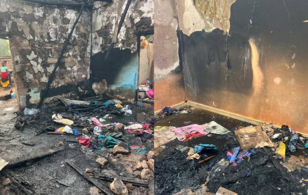 Une maison totalement ravagée par les flammes au quartier Kankaba