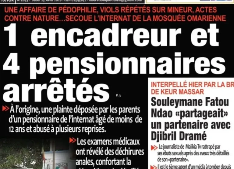 Découvrez les Unes des journaux sénégalais du jeudi 23 avril 2026