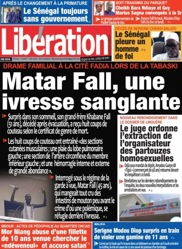 Découvrez les Unes des journaux sénégalais du lundi 1er juin 2026